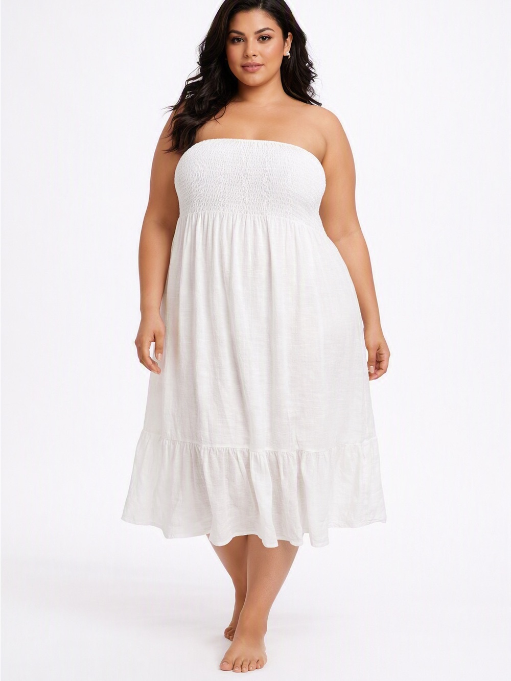 5/$25 ACX White Lightweight Strapless Summer Dress Size 1X